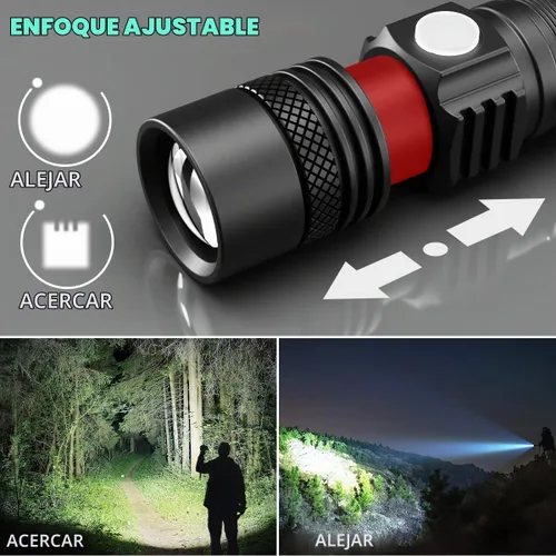 Vista 8 de NAKCNM 2Pack T6 LED 4 Modes Zoomable Pocket Flashlight High Lumens