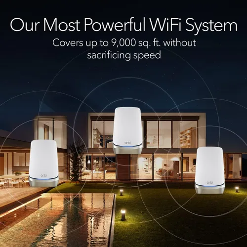 Vista 3 de NETGEAR RBKE963-100NAR Orbi Serie 960 AXE11000 Quad-Band Mesh Wi-Fi 6E System 3-Pack Blanco (Renovado)