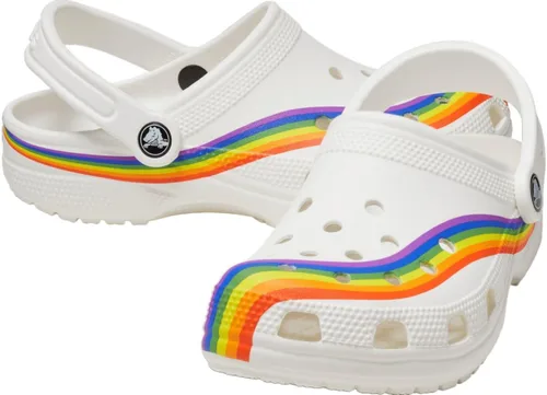 Vista 2 de Crocs 208106-94S-M2W4 - Zuecos clásicos de tinte arcoíris, blanco/multicolor, 6 mujer/4 hombres