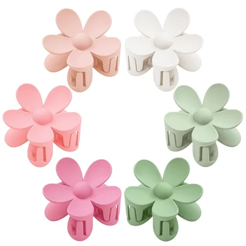 Vista 16 de 6 pinzas para el cabello de flores, pinzas de margarita, pinzas de garra grandes mate, pinzas de sujeción fuerte, accesorios para cabello grueso, 6