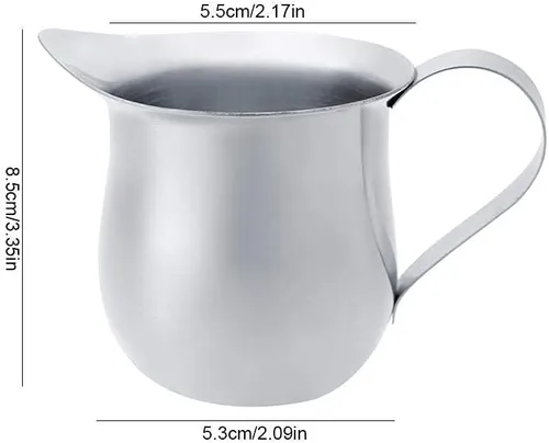 Vista 2 de Fdit Jarra de espuma de leche de acero inoxidable para café, crema, café expreso, latte art, 2.0 fl oz/3.0 fl oz/5.1 fl oz (2#)