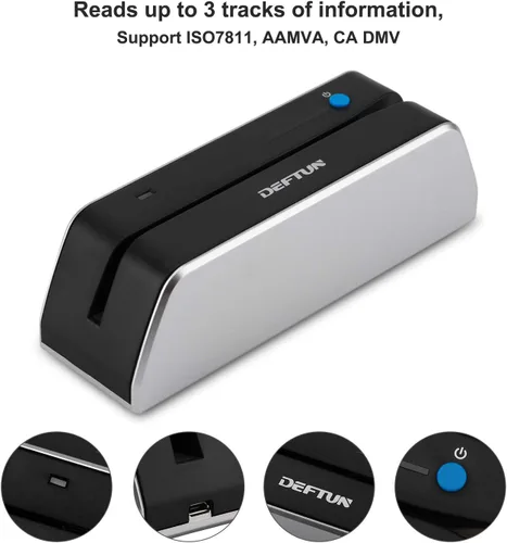 Vista 2 de Deftun Bluetooth MSR-X6(BT) MSRX6BT Lector de tarjetas de rayas codificador mini portátil