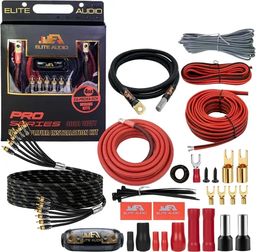 Vista 13 de Elite Audio Kit de cableado de amplificador dual calibre 0, kit de instalación de amplificador OFC de 5000 W para 2 amplificadores - EA-PROK0-DUAL