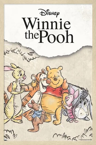 Vista 7 de Trends International Disney Winnie The Pooh - Póster de pared con dibujo grupal, 34 pulgadas de largo x 22.4 pulgadas, versión enmarcada en madera