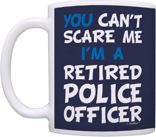 Vista 3 de ThisWear Regalo de jubilación Can't Scare Me I'm a Retired Police Officer Funny Cop Gift Taza de café de cerámica de 11 oz con asa