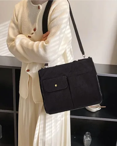 Vista 4 de Bolso de mano de pana para mujer, bolso de mano, bolso universitario, bolsa de viaje, bolsa cruzada, bolsa de mensajero, bolso de mano 2024