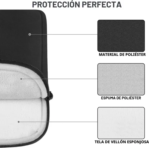 Vista 3 de Funda para portátil de 13 pulgadas, resistente al agua, con asa, a prueba de golpes, bolsa protectora para laptop compatible con MacBook Air Negro