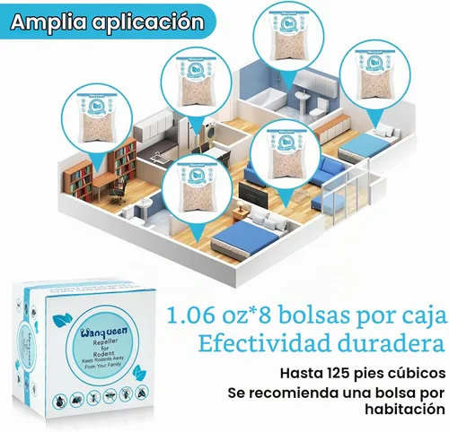 Vista 7 de Paquete de 8 bolsas repelentes de ratones con aceite de menta, repelente de roedores, repelente de ratones en interiores y exteriores, el mejor