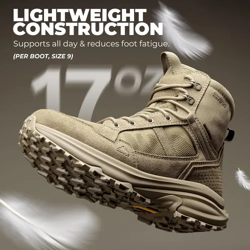 Vista 6 de NORTIV 8 Botas de combate tácticas ligeras para hombre Arena