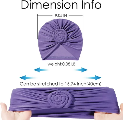 Vista 3 de Stretch Turban Hats for Women - African Knot Headwraps Soft Pre Tied Bonnet Hair wrap Pretied for Black Women