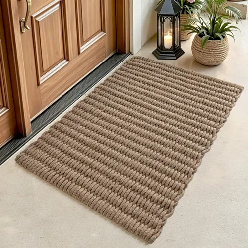 Vista 10 de DEXI Tapete de yute de 24 x 36 pulgadas, tapete tejido para entrada Marrón topo claro