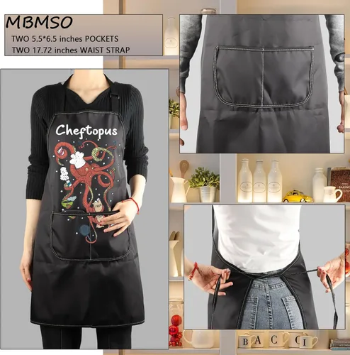 Vista 3 de MBMSO Delantal de cocina de pulpo, divertido pulpo, regalos de cocina, regalo de chef, delantal de humor para amantes del pulpo, regalo de barbacoa