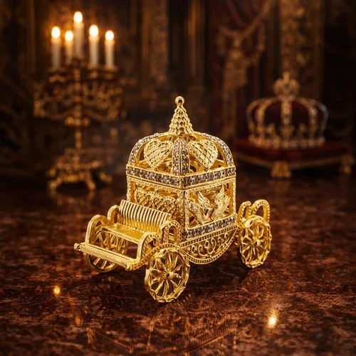 Vista 2 de BestPysanky Figura de caja de baratija de entrenador de coronación real dorada