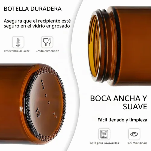 Vista 3 de KEYWING Tarros de vidrio pequeños de 2 onzas con tapas negras, paquete de 48 frascos cosméticos de vidrio ámbar, recipiente redondo vacío de muestra