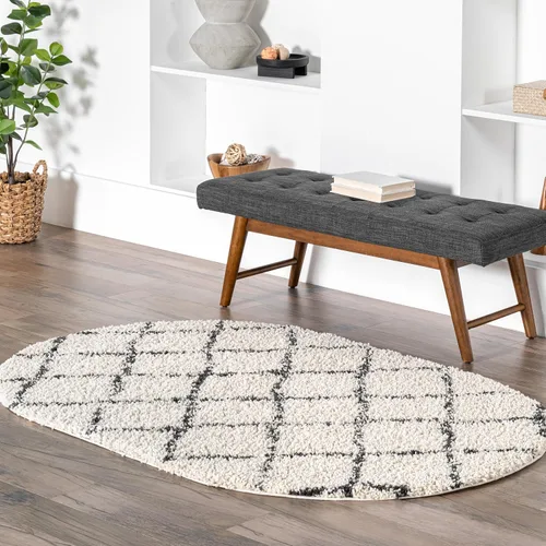 Vista 11 de nuLOOM Jessie - Alfombra marroquí de celosía con borlas, 7 pies 10 pulgadas x 10 pies, color blanco roto Nuloom Jessie Trellis 8' x 10' Area Rug