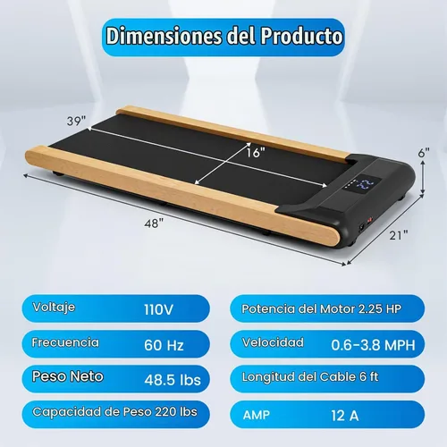 Vista 7 de GYMAX Almohadilla para caminar, caminadora de 2.25 HP para debajo del escritorio con control de aplicación inteligente, pantalla LED y cinturón