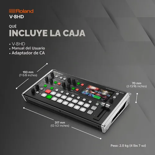 Vista 8 de Roland V-8HD Conmutador de Video HD para Eventos en Vivo, Streaming y Presentaciones Corporativas Mezcla 8 Fuentes HDMI Motor de Efectos de 5