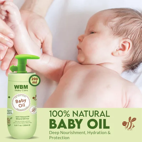 Vista 4 de WBM Set de aceite y loción para bebés para un cuidado de la piel suave y saludable, hidratante y nutritivo esencial para recién nacidos