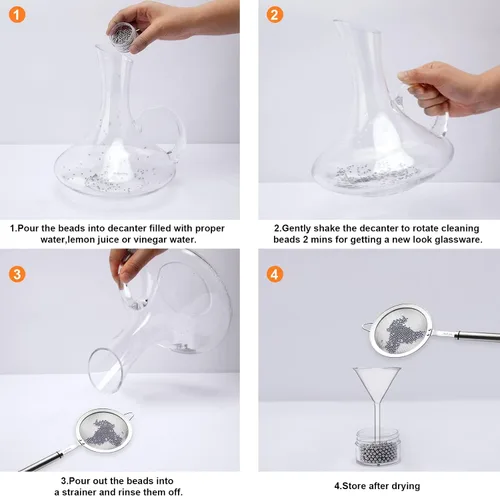 Vista 4 de 1500 cuentas de limpieza de metal reutilizables para botellas de vidrio, bolas limpiadoras de botellas de agua de acero inoxidable 304, cuentas