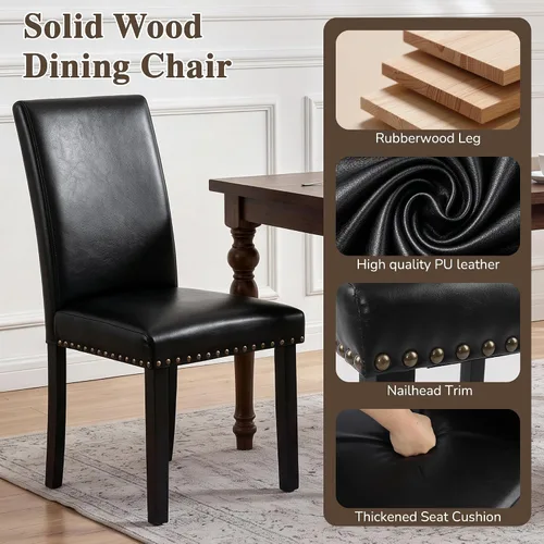 Vista 3 de LSSBOUGHT Sillas de comedor tapizadas con patas de madera maciza
