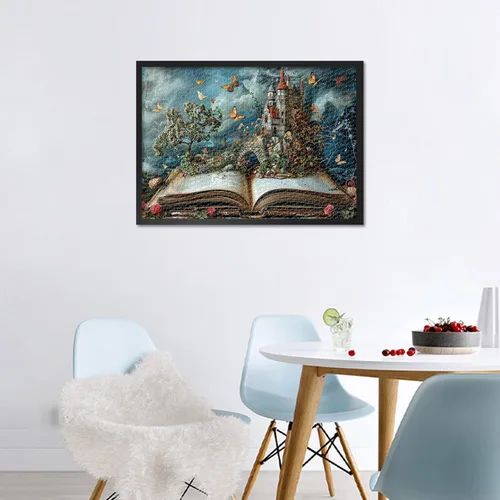 Vista 7 de Rompecabezas para adultos, mundo de fantasía, dentro del libro, rompecabezas de flores, conocimiento, mariposa, rompecabezas de castillo