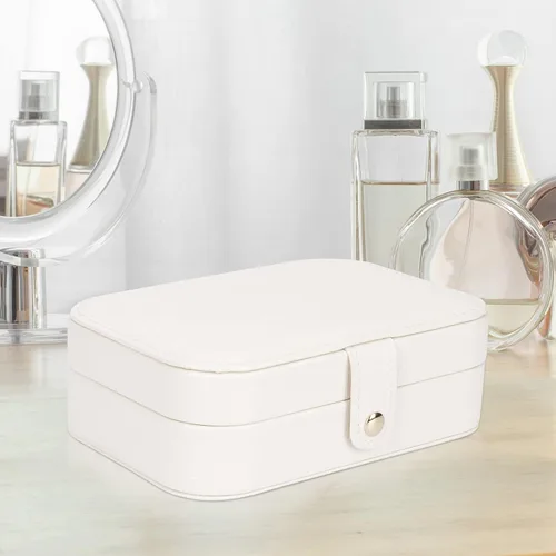 Vista 6 de Joyero de viaje, organizador de joyas para niñas, caja de almacenamiento pequeña de joyería para collares, anillos y aretes, joyero para niñas