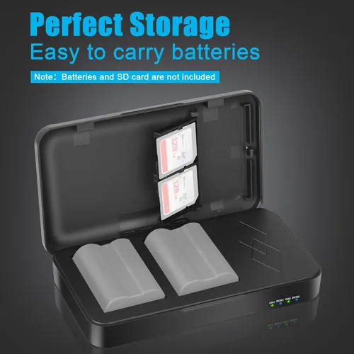 Vista 7 de JYJZPB EN-EL15C EN-EL15 Estación de almacenamiento de cargador de batería con ranuras para tarjetas SD USB-C Dual Charger Case with USB Output and