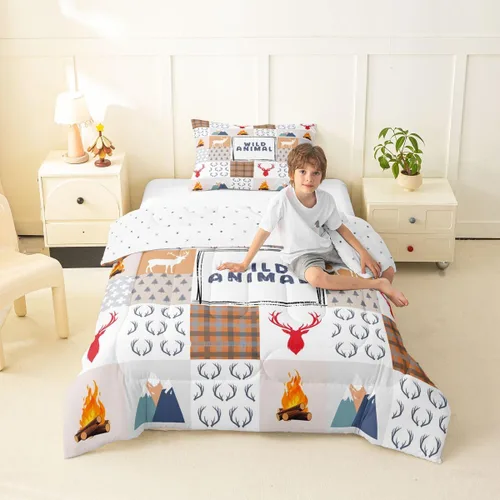 Vista 20 de Erosebridal Juego de edredón con temática de pesca, juego de ropa de cama rústica de granja tamaño individual para niños, adolescentes y adultos