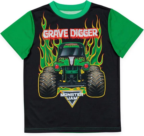 Vista 2 de Monster Jam Trucks Grave Digger SizeRangeDescription1 Camisas de pijama y pantalones cortos de pijama TallaDescription1