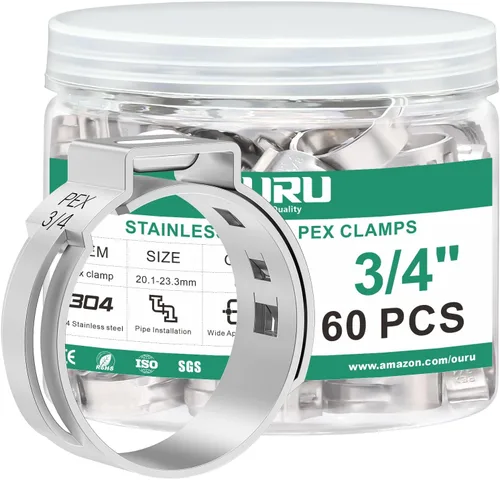 Vista 13 de OURU 54 piezas de anillo de crimpado de 1/2 pulgada PEX, abrazaderas de cincha PEX de acero inoxidable 304, abrazaderas de manguera de una oreja