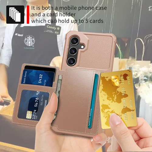 Vista 158 de Funda para Samsung Galaxy S21 Ultra con tarjetero, compatible con soporte magnético para automóvil, resistente a los golpes, resistente, suave, TPU