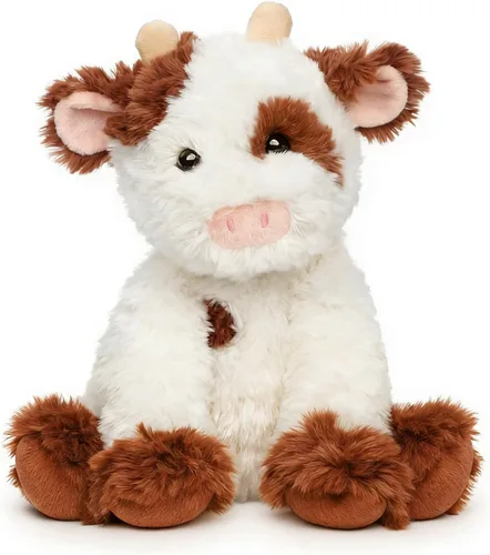 Vista 18 de Hopearl Adorable Vaca de Peluche, Juguetes de Vaca Flexible Suave, Animales de Peluche, Regalos de Cumpleaños Lindos para Niños, Niñas, Niños