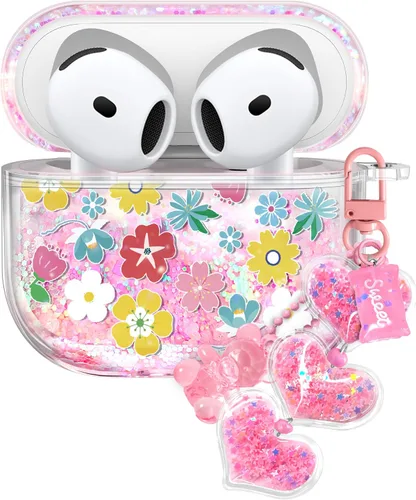 Vista 27 de para Airpods de 2ª/1ª Generación - Estuche Quicksand Liquid Kawaii Lindo Mujer Niña Mujeres Chispeante Brillante Bling Resplandor Adorable Elegante