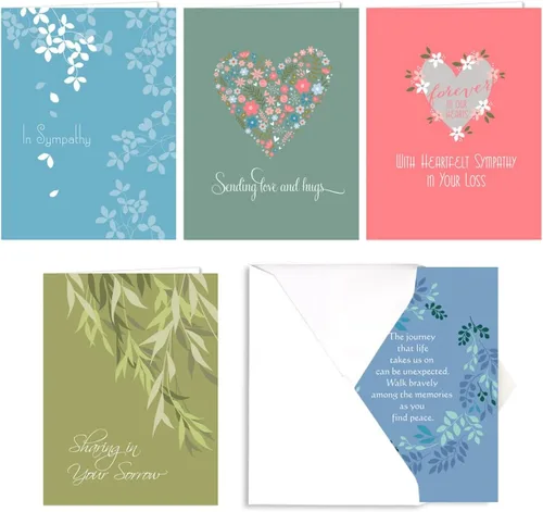 Vista 7 de Canopy Street Simple Sentiments - 25 paquetes de tarjetas de felicitación y ánimo con sobres blancos / 5 diseños reflexivos / Tarjetas de 5" x 7