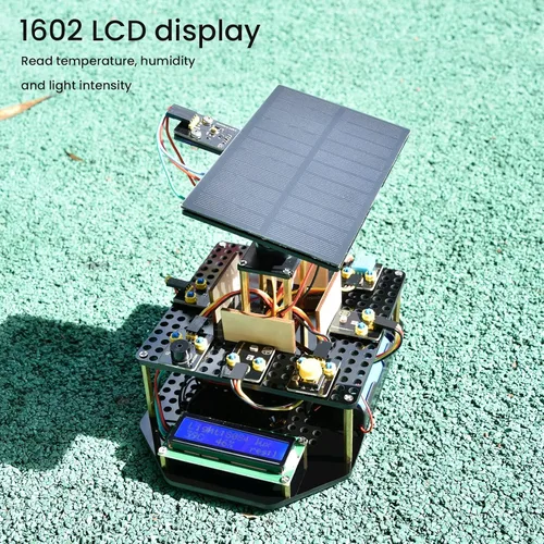 Vista 5 de KEYESTUDIO Kit electrónico de seguimiento solar DIY para Arduino, carga de teléfono inteligente, sensor de temperatura y humedad, sensor de luz