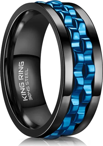 Vista 8 de King Ring Anillos giratorios de engranajes de 0.315 pulgadas – Anillos para ansiedad ultra pulidos para hombres y mujeres – Diseñado en Estados