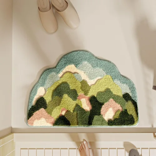 Vista 3 de Alfombra de baño de musgo, ultra suave, absorbente de hojas, alfombra de ducha de musgo, alfombra de área antideslizante para dormitorio, alfombra