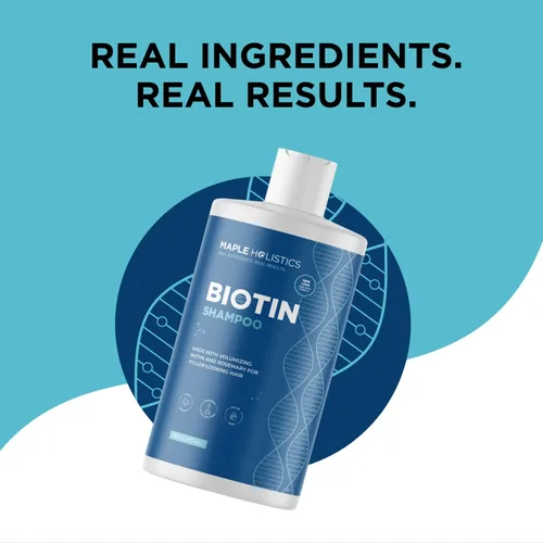 Vista 8 de Biotin Champú voluminizador para cabello fino y adelgazante, sin sulfato con aceites de árbol de té y romero, además de vitaminas para el cabello