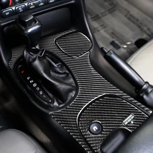 Vista 9 de Fibra de carbono Accesorios interiores de coche inferior central W/O tracción control cubierta ajuste compatible con para Chevrolet Corvette C5 1998