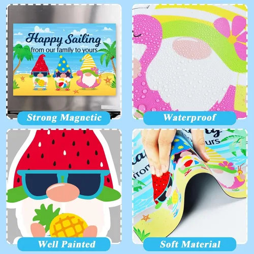 Vista 3 de 12 piezas de decoraciones grandes para puertas de crucero, imanes magnéticos de playa de verano, crucero, refrigerador, buzón de automóvil