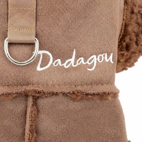 Vista 6 de SMALLLEE_LUCKY_STORE Chaqueta de gamuza sintética para mascotas, abrigo de invierno con forro polar mullido con anillo en D para perros pequeños