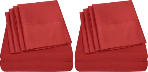 Vista 55 de Juego de sábanas de 4 piezas para camas individuales de 1500 hilos de microfibra de cepillado fino con bolsillo profundo - 1 funda de almohada