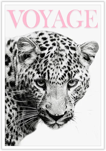 Vista 10 de Arte de pared con estampado de leopardo y estampado de leopardo de color rosa, diseño de guepardo blanco y negro, decoración de lienzo de lujo