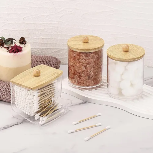 Vista 5 de Tbestmax Qtips - Contenedor dispensador de baño, soporte para bolas de algodón de 10/12 onzas, organizador de tarros de boticario