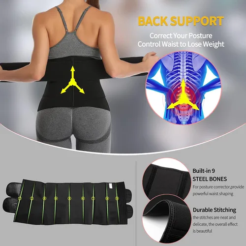 Vista 4 de KIWI RATA Entrenador de Cintura de Neopreno para Sauna Corsé Cinturón de Sudor para Mujeres Banda Ceñidora de Compresión para Entrenamiento Fitness
