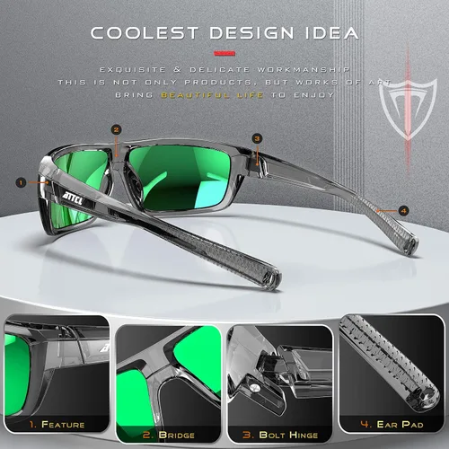 Vista 4 de ATTCL - Gafas de sol polarizadas para hombres - Gafas deportivas de pesca 100 protección UV