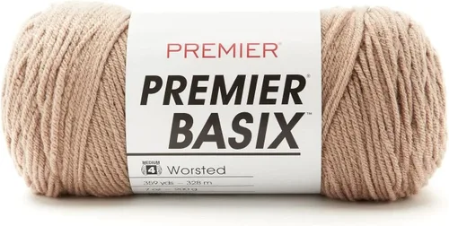 Vista 50 de Premier Yarns Basix, hilo de estambre sólido, hecho de acrílico, hilo ideal para ganchillo y tejido, color blanco, 359 yardas