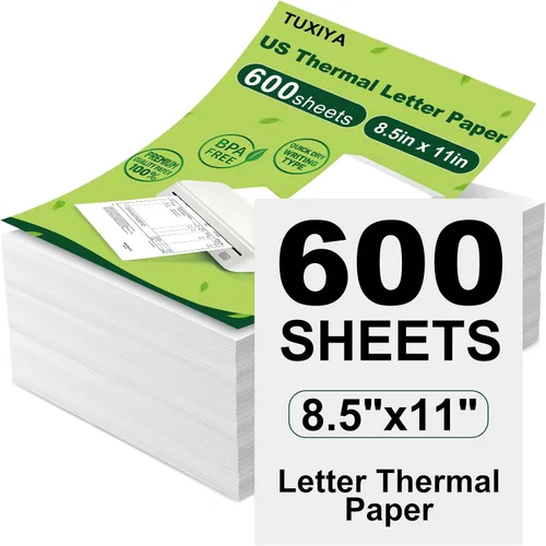 Vista 8 de TUXIYA 200 hojas de papel para impresora térmica de 8.5 x 11 pulgadas