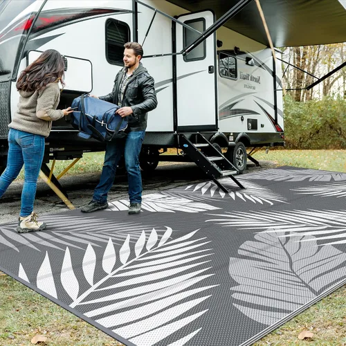 Vista 58 de GENIMO - Alfombra para exteriores de 6 x 9 pies, para patio, espacios amplios, reversible, de pajillas de plástico, alfombra impermeable para Azul