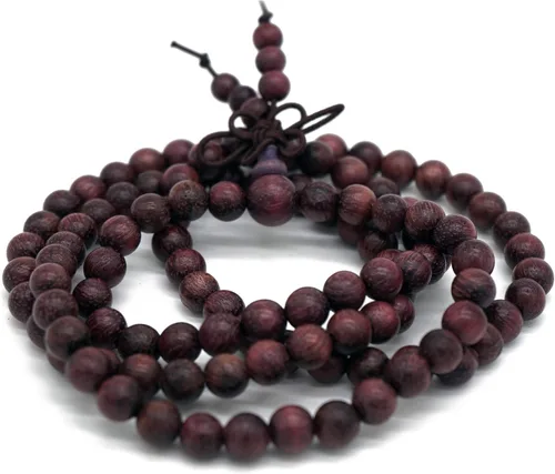 Vista 2 de Zen Dear - Pulsera unisex de madera de Japa Mala con cuentas tibetanas budistas Mala